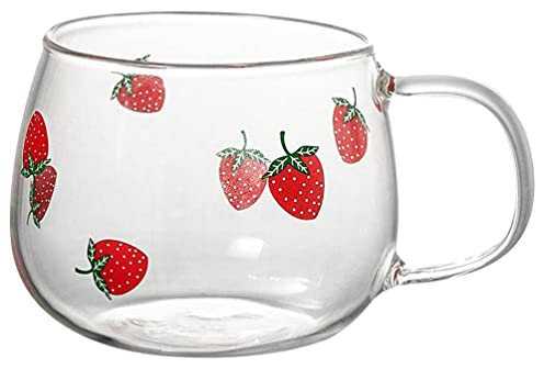 Alipis Erdbeer-trinkglas Espresso Set Kaffeeglas Gläser Tassen Getränkebecher Suppenschüssel Milchbecher Kaffeetasse Glas Teebecher Overnight-Oats-Glas Saft Becher Für Erdbeere Hafer Büro