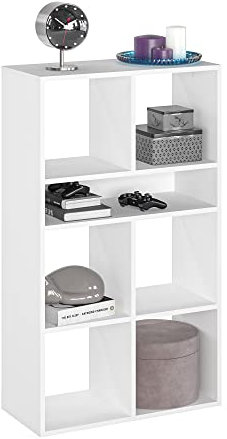KOMTO Regal Weiß - Bücherregal Standregal Würfelregal Büroregal 65,8 х 30,7 х 112,5 cm Bücherschrank RIM6 für Kinderzimmer Regal Wohnzimmer