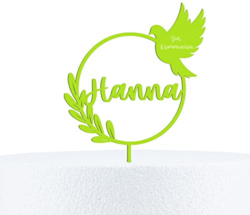 Cake Topper Tortenstecker 15-20 cm Höhe personalisiert mit Namen Junge Mädchen - Naturholz oder Acrylglas Dekoaccessoire Kuchen Torte Taufe, Kommunion, Konfirmation (Acryl)