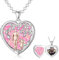 Personalisierte Vater Tochter Medaillon Halskette S925-Sterling Silberkünstlicher rosa Opal Tochter Geschenke von Papa Mutter Ich liebe dich für immer Tochter-Medaillon-Schmuckgeschenk