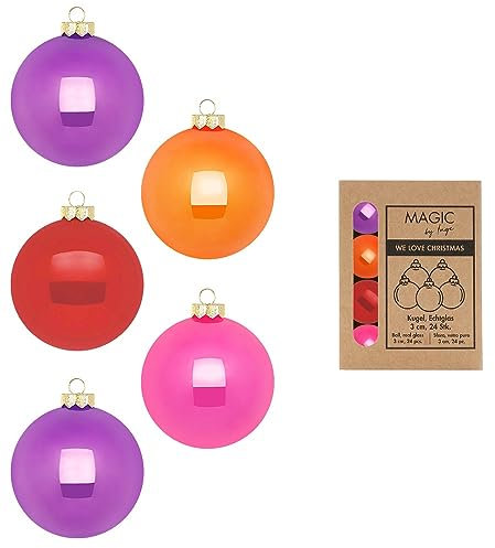 Weihnachtskugeln Glas 3cm x 24 Stück in Kartonbox Christbaumkugeln klein bunt Mix Party Time