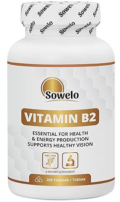 Vitamin B2 40 mg – Hochdosiert – 200 Tabletten – Unterstützt Energiestoffwechsel, Nervensystem, Müdigkeitsreduktion & Sehkraft – Reine Formel, EU-Herstellung – Sowelo