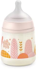 Suavinex, Babyflasche 150 ml mit physiologischem Sauger SX Pro aus Silikon, mit Anti-Colic-Ventil, Langsamer Nahrungsfluss (S), für Neugeborene, für Babys +0 Monate, Dreams Pink