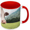 Mug de Couleur Qualité Premium Rouge - Vache dans un pré Grand Angle Montagne Nuages - Tasse avec anse et intérieur de couleur