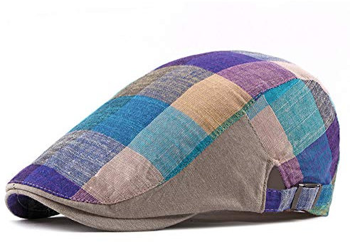 Adantico Herren Damen Check Pattern Schirmmützen Flat Cap (Dunkel Blau)