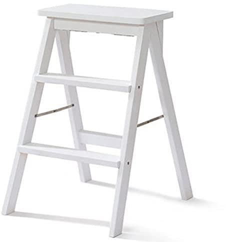 SORVA Klappbarer Tritthocker, Tritthocker, klappbarer 3-Stufen-Hocker für Erwachsene/Senioren, tragbare Trittleiter aus Holz für Küche/Schlafzimmer, maximale Belastung 150 kg