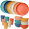 Kazaigou Unbreakable Plastic Dinnerware Set, 18PCS Camping Dinner Set Serve 6 Person, Lightweight Plates, Bowls and Cups Set, Microwave Dishwasher Safe,Perfect for Camping, Picnic, Campervan