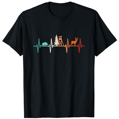 Jagd Herzschlag Schwarzwild Rotwild Jäger T-Shirt