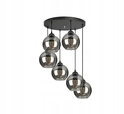 FKL DESIGN Home Deco Deckenlampe Pendellampe Hängelampe Wandlampe Tischlampe Leuchte Pendelleuchte Kugel Schwarz Grau Weiß Lampe aus Serie N100 verschiedene Varianten (N100-DH6R)