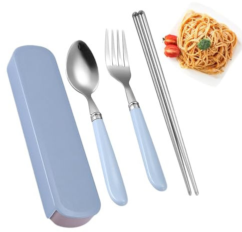 Wpsagek Ensemble de Couverts, Ensemble d'ustensiles - Ensemble d'argenterie en Acier Inoxydable,Ensemble d'argenterie Portable, Fourchette cuillère avec boîte de Rangement pour Famille, école,