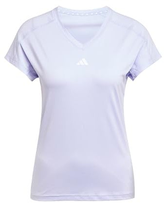 adidas Donna AEROREADY Train Essentials Minimal Branding V-Neck Tee, Violet Tone/White, XS
