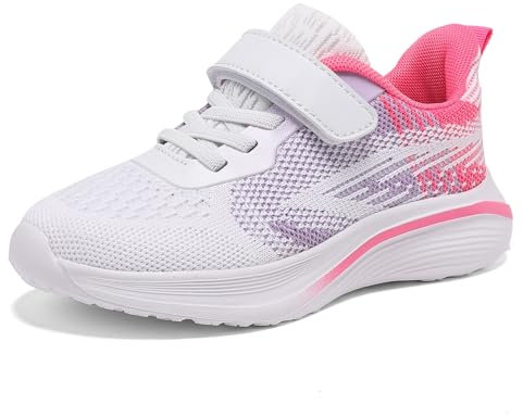 Thlppe Scarpe Bambino Sneakers Ginnastica Tennis Ragazzo Bambina - Bianco Viola Rosa 31EU