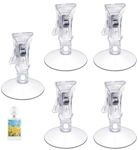 TENGEE 5 Stück Saugnäpfe für Fenster,Parkscheinhalter,Multifunktional Saugnäpfe mit Clip,Parkscheinhalter Windschutzscheibe,Saugnapf Klammer,Klemmen für Glatte Oberflächen,Spiegel Und Glasadsorption