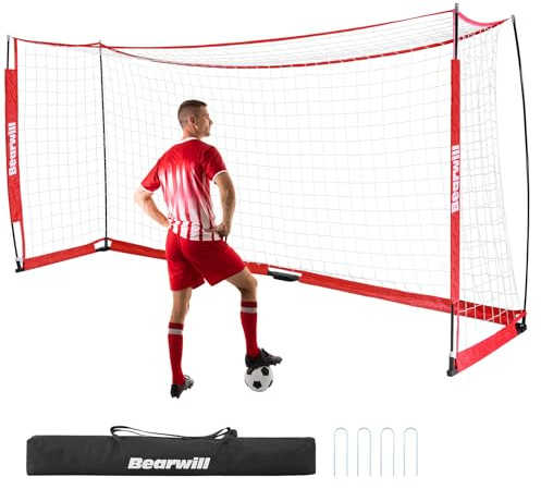 Bearwill Soccer Goal, 12X6FT Soccer Net Easy Setup, Portable Soccer Goals for Backyard with Upgraded Collapsible Metal Base, Outdoor Indoor Soccer Goal Net for Practice with Carry Bag