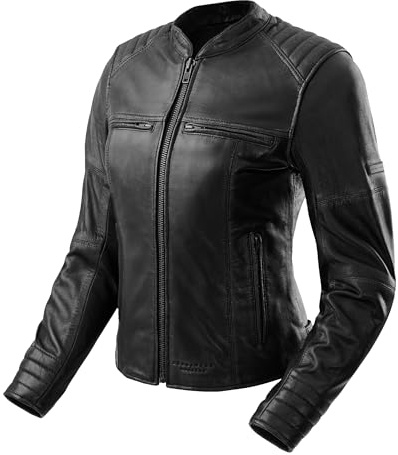 REBELHORN Hunter II Lady Motorradjacke Damen | Leder | Ellbogen, Schulter und Rückenprotektor der Stufe 2 | 2 Belüftungskanäle