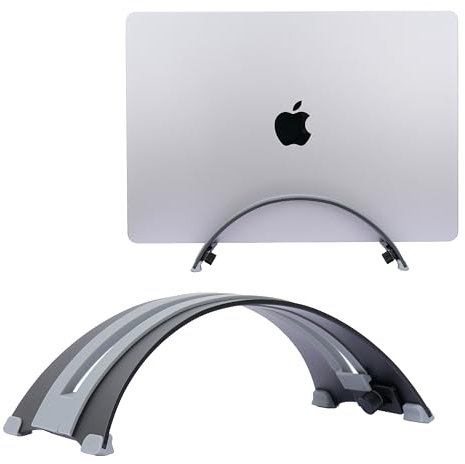 Psitek Support Vertical Réglable pour Ordinateur Portable - Aluminium 6061, Finition Anodisée, Compatible avec Tous Les Ordinateurs Portables, Design Ventilé, Patins en Silicone Antidérapants