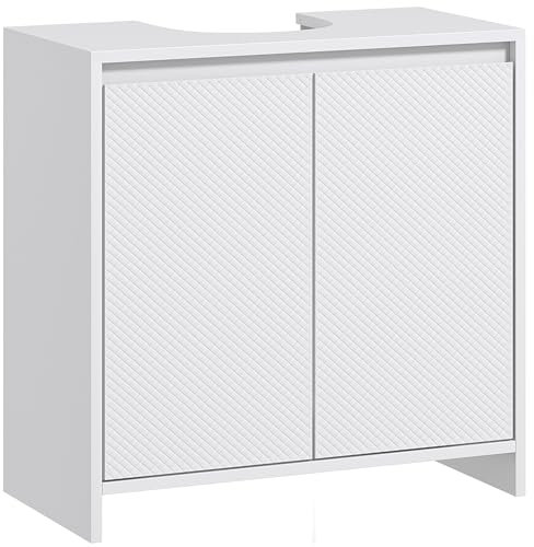 HOMCOM Mueble Bajo Lavabo Mueble para Debajo del Lavabo Moderno con Estante Pie Anti-vuelco Carga 40 kg 60x30x60 cm Blanco