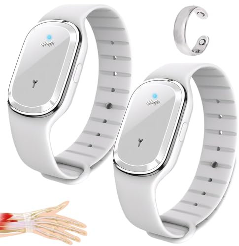 Ultraschall Armband 2 Stück Ultraschallarmband, Ultraschall Körperform Armband, Ultrasonic Wristband,Magnetarmband Ultrasonic Bracelets Einstellbar zum Ausgleich von Schlaf und Energie (Weiß)