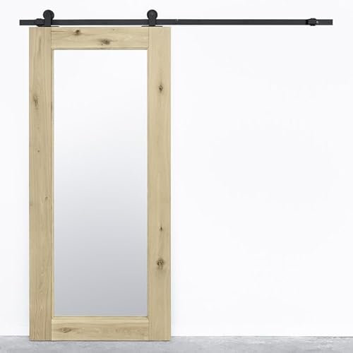 Porte coulissante en bois chêne avec miroir MIROIR (brut, 90x210)
