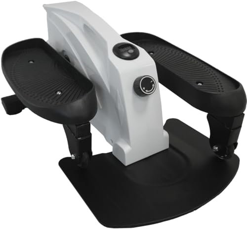 Worktrainer - Stepper - Abm. 61.5 x 43 x 28.5 cm - Mini crosstrainer - Sitzfahrrad - Fahrradtrainer - Mini-Heimtrainer - Schreibtischfahrrad - Verstellbarer Widerstand - Display - Weiß