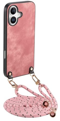 Beajew Funda con Cuerda para Honor X30/X9 5G/Honor Magic4 Lite, Carcasa de Silicona AntiChoque Suave TPU para Teléfono Móvil con Colgante Ajustable Collar Correa para el Cuello Cadena Cuerda, Rosa