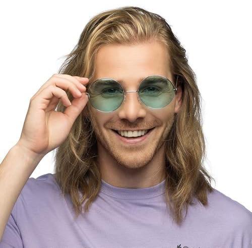 Boland - XL Hippie Partybrille, Brille für Erwachsene, Spaßbrille, Festival, Karneval, Fasching, Mottoparty, Grün