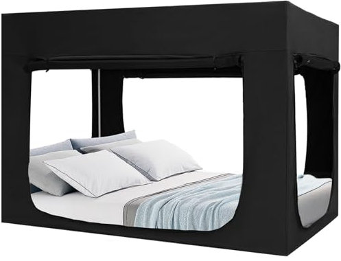 Quinnsus Bettzelt, Betthimmel, Doppelgröße, Zelte für Erwachsene und Kinder, tragbare Schlafzelte, 80% Verdunkelung, mit 4 Türen, atmungsaktiv, Private Zelte (Matratze Nicht im Lieferumfang enthalten