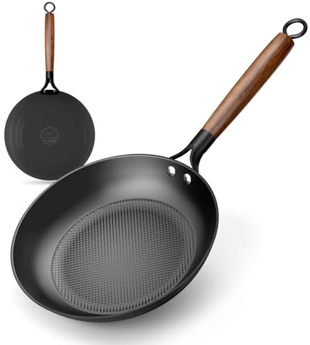 YUTANN Gusseisenpfanne, Bratpfanne aus Massivem Gusseisen (Schwarz, 20 CM)
