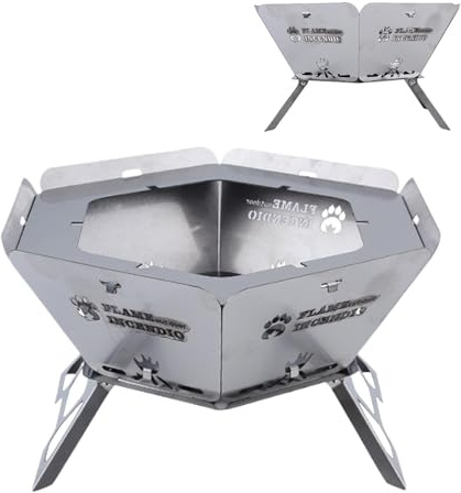 Holzkohlegrill, Feuerschalen mit externer Heizung | Sechseckiger Grill mit Rucksackreisen | Robuster Grillrost für Grill, für Lagerfeuer zum Kochen