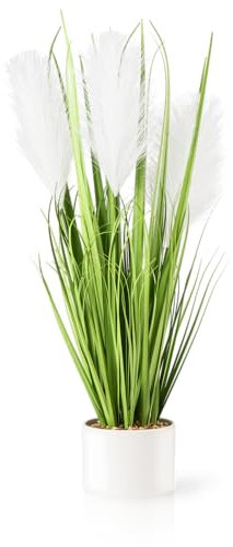PASCH® Kunstgras in weißem Keramiktopf (56cm): Gräser künstlich | Künstliches Gras | Kunstpflanze Gras | Dekogras | Kunstpflanzen wie echt | Künstliche Pflanzen im Topf