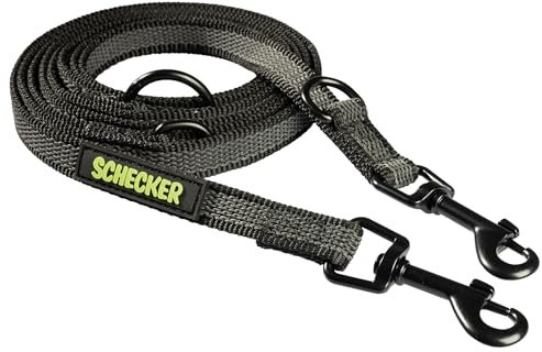 Schecker Hundeleinen - gummierte Verlängerungsleine mit 2 Karabiner - Nylonleinen wasserabweisend - extrem robust und reißfest