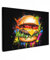 MuchoWow© Bild auf Leinwand Groß 120x80 cm XXL Schlafzimmer Bilder Badezimmer Wand Deko Wohnzimmer Modern Wanddeko Bilderwand Geschenk Hamburger - Graffiti - Farbe - Bunt - Essen - Abstrakt