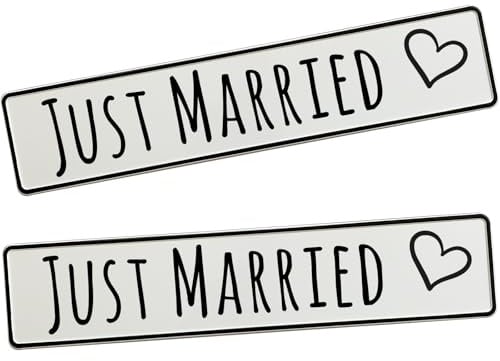 KFZ-Kennzeichen Hochzeit Just Married Deko Hochzeitsauto Schild Hochzeitskennzeichen 2 Stück für das Brautpaar Autokennzeichen Amatic