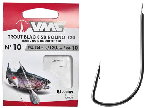 VMC Sbirolino Forellenhaken 7052 Vorfachhaken Schwarz 200cm #6