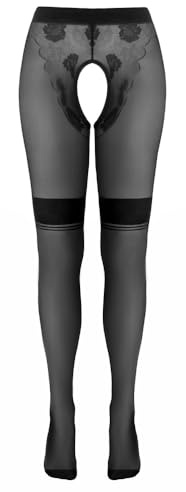 Cottelli Legwear Damen Strumpfhose ouvert, Hautfarben Hell/Schwarz, 4