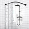 Tringle à rideau de douche incurvée avec ventouses en acier inoxydable - Barre télescopique réglable pour baignoire d'angle sans perçage - 90130 cm x 90130 cm