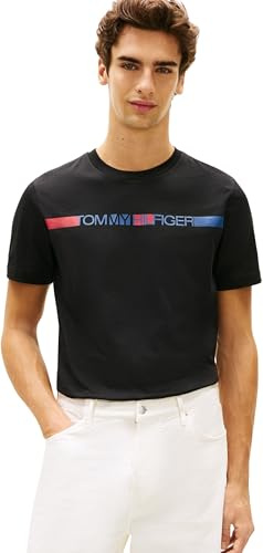 Tommy Hilfiger Herren Brand Love Stripe Tee Mw0mw42368 S/S T-Shirt (1er Pack)