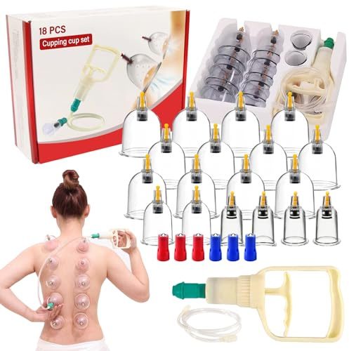 18pcs Coppettazione Massaggio Set, Grandi Dimensioni Coppettaziones Sottovuoto, Coppette Massaggio, Coppettazione Biomagnetico Per Corporeo A Sollievo Fisico Kit Professionale Di Grado Medico