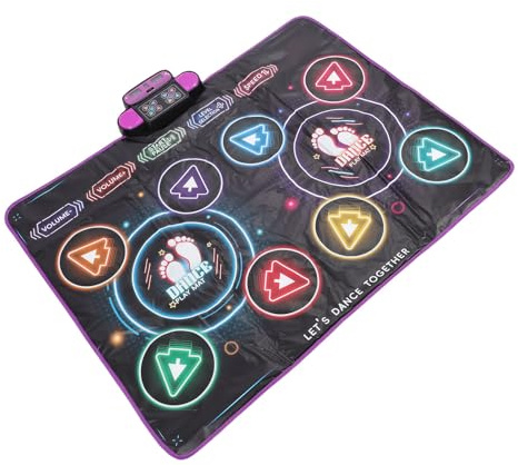 banapoy Doppelte Tanzmatte, Kabelloses Elektronisches Tanzpad mit Bluetooth und LED-Lichtern, rutschfeste Spielmatte aus PE-Stoff für die Interaktion mit der Familie