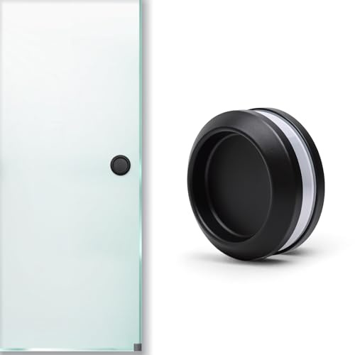 KLEHOPE 2 Pezzi Maniglia per Porta Scorrevole Nero Opaco (68 mm) – Acciaio Inossidabile 304, Maniglia Tonda a Scomparsa per Porte in Vetro, Armadi a Specchio e Pensili – Viti di Montaggio Incluse