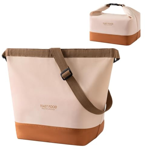 xolear Marrón Bolsa Termica Porta Alimentos con Revestimiento Engrosado | Bolsa Comida Trabajo Tirantes Ajustables, Prueba Fugas Bolsas Nevera Pequeña, Lunch Bag para Escuela, Picnic, Hombres Mujeres
