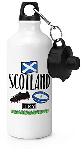 Gift Base Rugby Scotland Sports Bottle Water Gym 600ml White