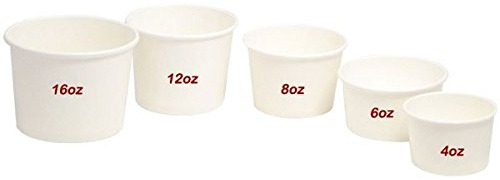 6oz Plain White Paper Ice Cream Dessert Container Cups Tubs - Pack of 1000