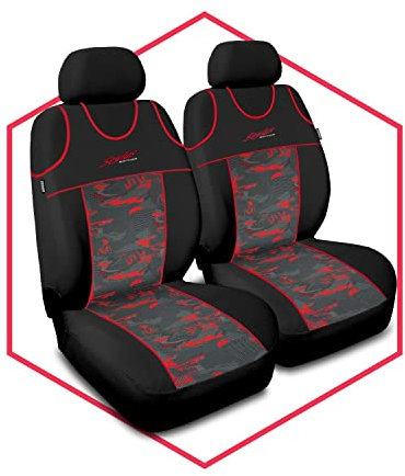 Saferide 2er Set Autositzbezüge PKW universal | Auto Sitzbezüge Polyester Rot für Airbag geeignet | für Vordersitze | 1+1 Autositze vorne
