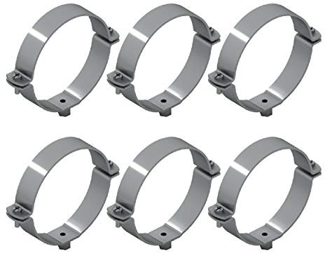 6 Collari per tubi in acciaio zincato - Raccordi per tubi - 6 Pezzi - Diametro 125 mm