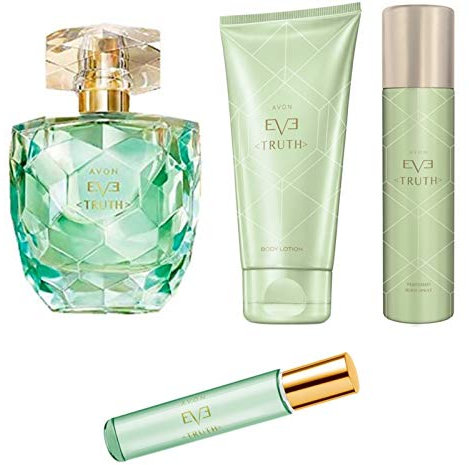 Avon Eve Truth Duftset 4 Teile Eau de Parfum 50ml + Bodylotion 150ml + Körperspray 75ml + Taschenspray 10ml für Damen