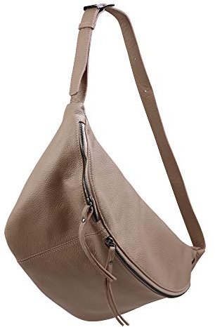 SH Leder echt Leder Damen Unisex Brusttasche für Festival Reise Gross Hüfttasche Crossbody Bag Frauen Ledertasche 49x28cm Daniela G768 (Nude)