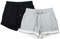 icyzone Damen Sportshorts 2er Pack Kurze Sporthose Atmungsaktive Laufshorts Bequeme Trainingsshorts für Fitness Gym (M, Black/Grey)