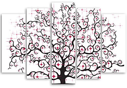 Feeby Décoration murale autocollante L'arbre de la vie Tableau panneau moderne 5 pièces abstrait multicolore 100x50 cm
