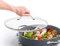 Cazuela de cristal templado con tapa ventilada, Wok, tapa de cristal, 32 cm, borde y mango de acero inoxidable (32 cm)